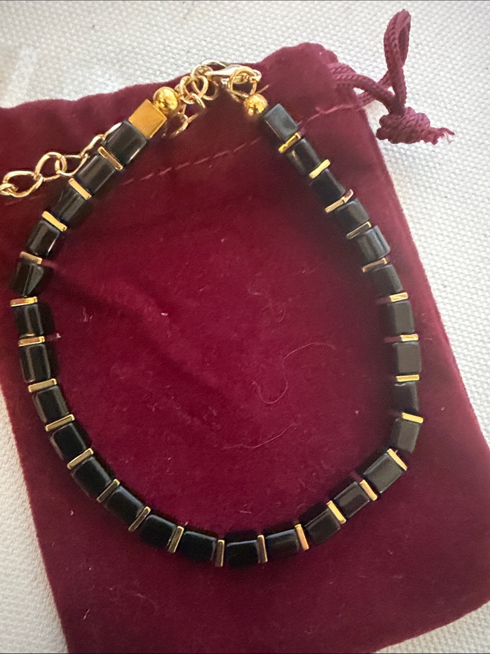 Elegant Black and Gold Beaded Bracelet - Women Jewelry